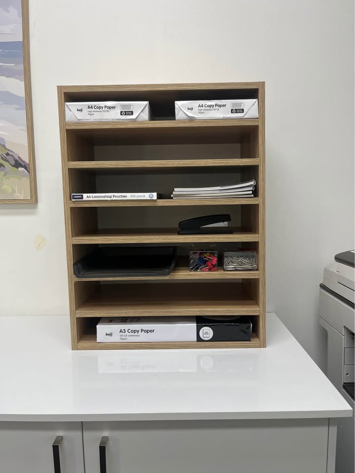 Custom Oak Office Storage Shelf